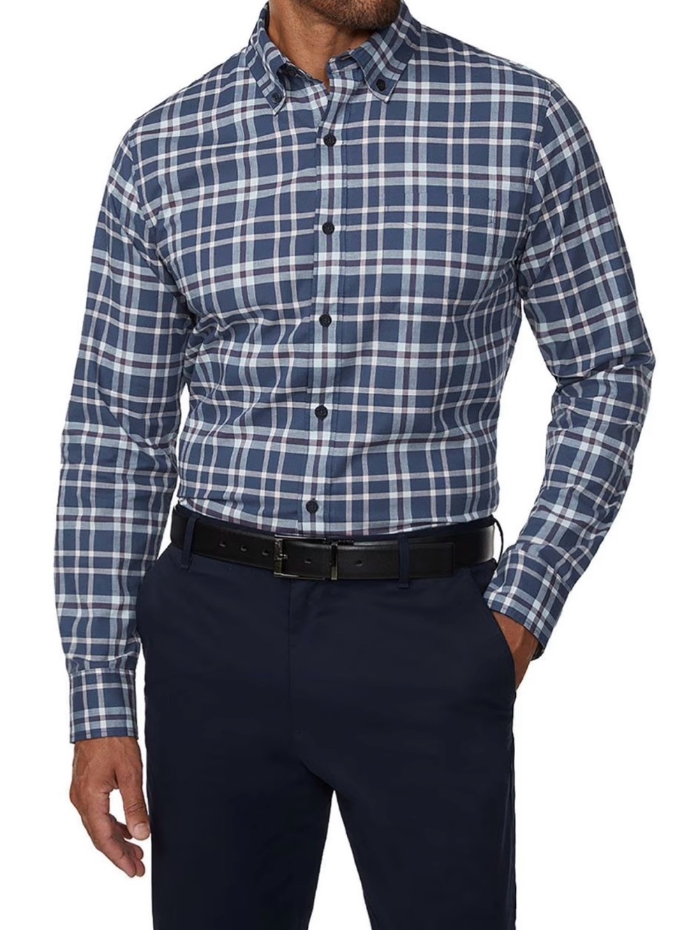 Bonobos Navy and White Plaid Button-Down Shirt